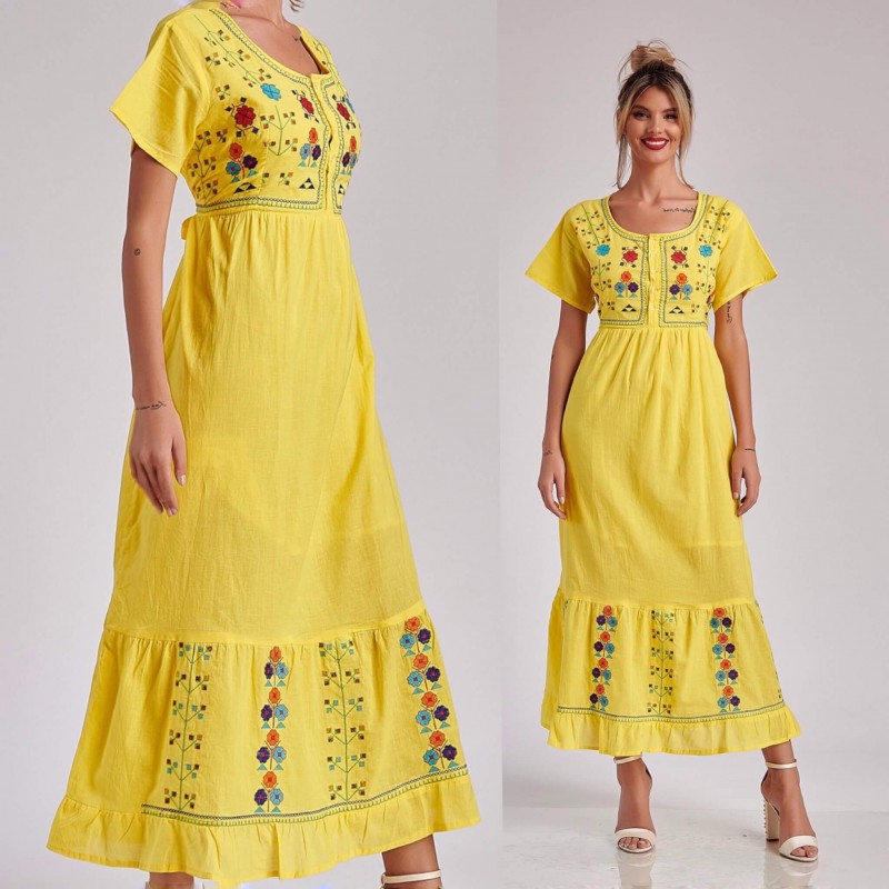 copy of Rochie brodata galbena lunga - Maria 02