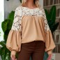 Bluza crem din in, accesorizata cu dantela - Ana 02