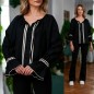 Bluza neagra tip ie traditionala de in natural, cu model impletit - Ina