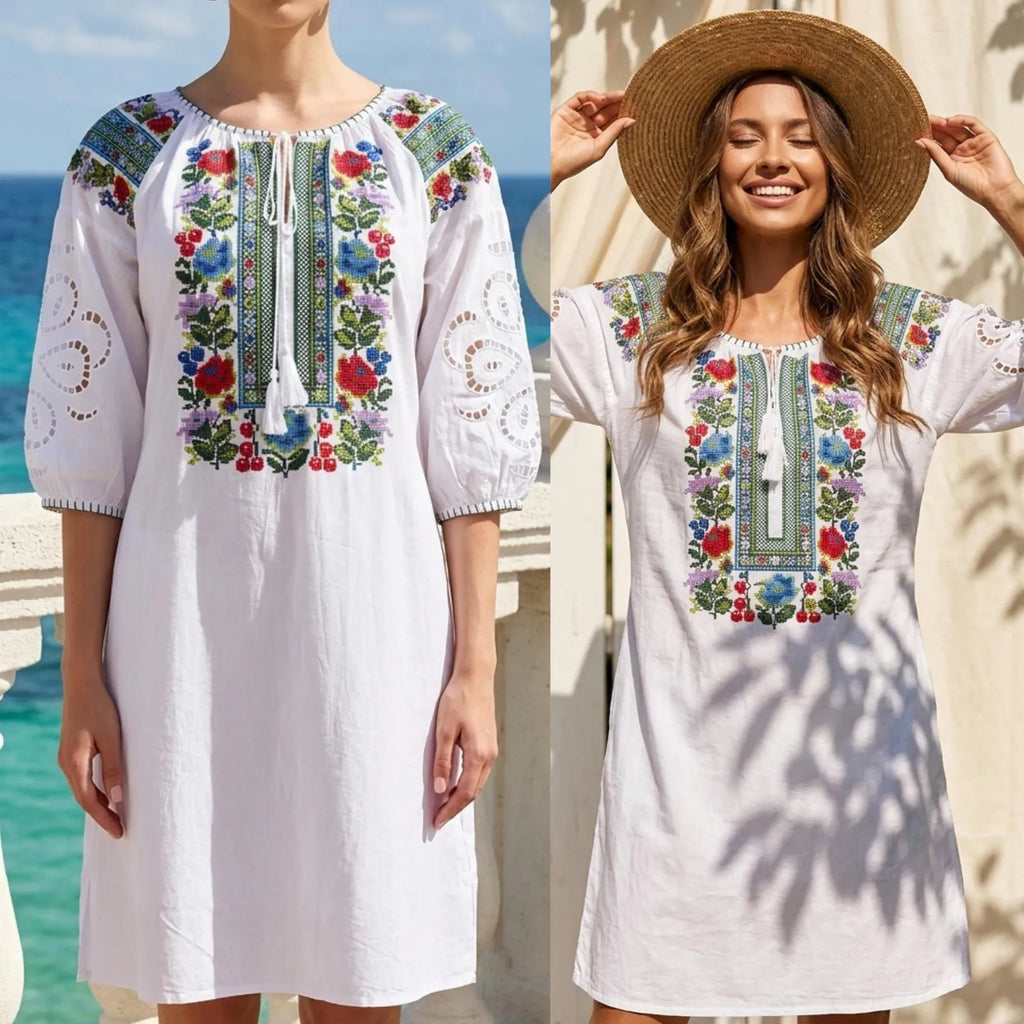 Rochie alba tip ie traditionala - Elena