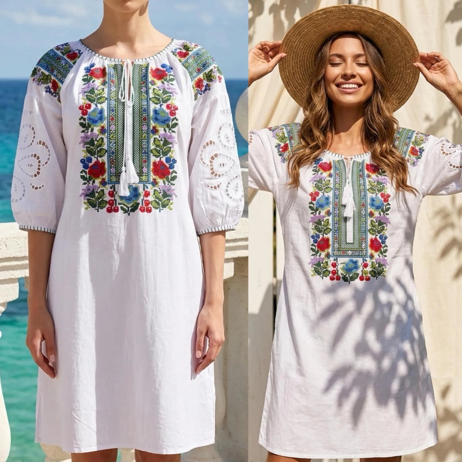 Rochie alba tip ie traditionala - Elena