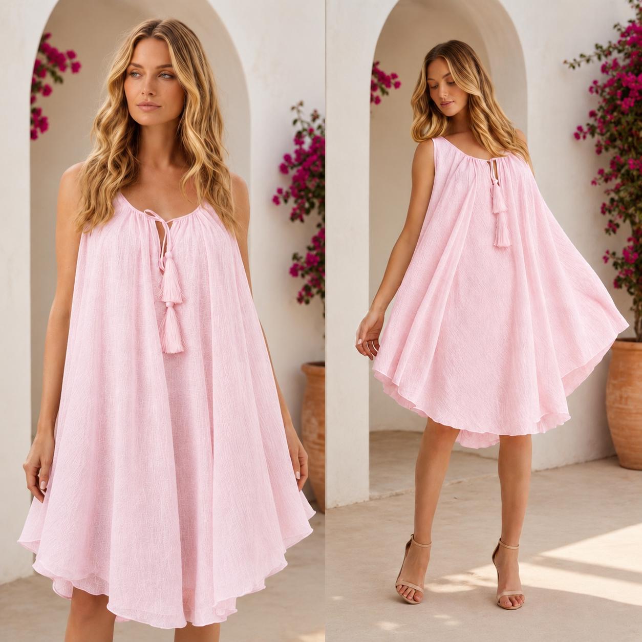Rochie alba din panza topita cu croi evazat - Daria