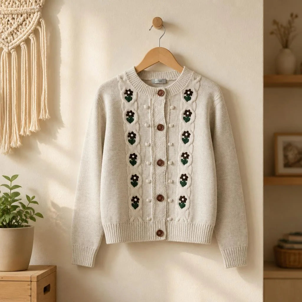 Cardigan bej brodat - Carmen 01