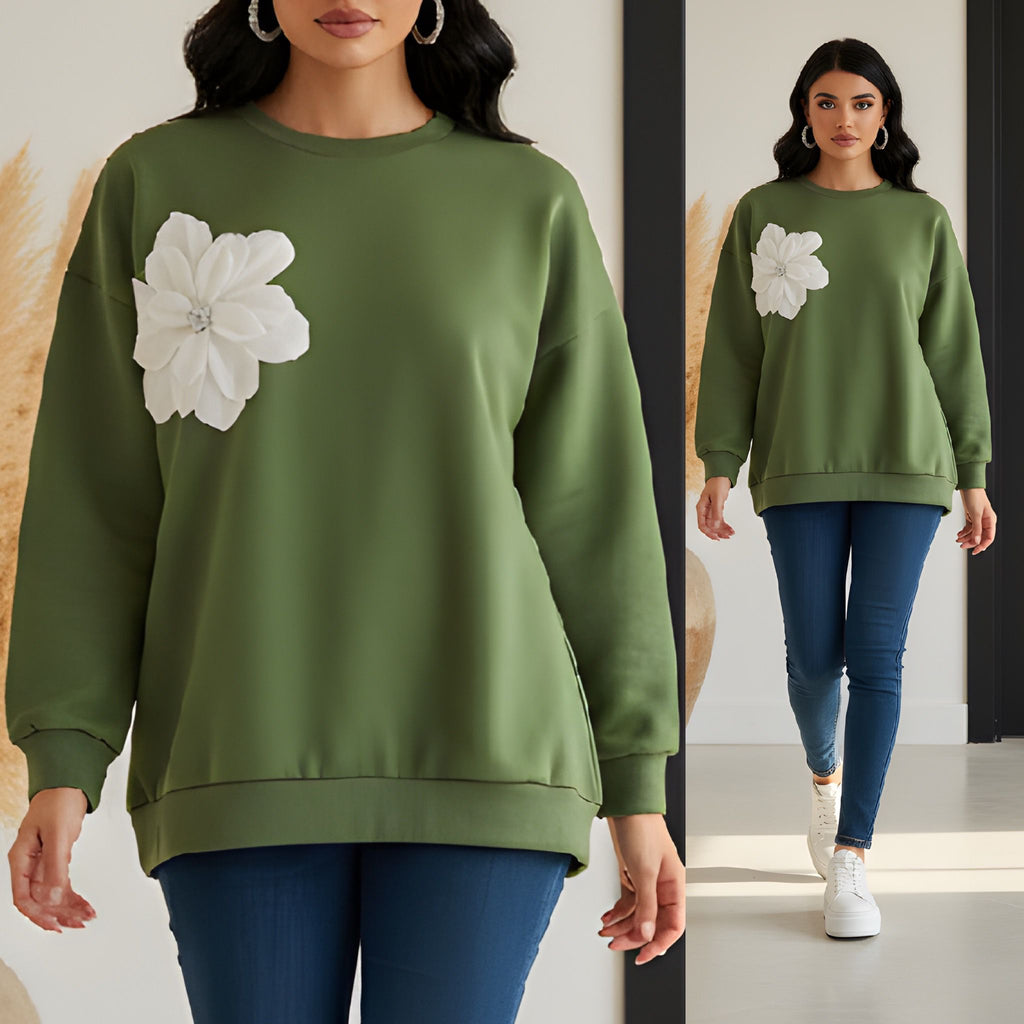 Bluza din tricot cu Aplicatie Florala 3D - Oana