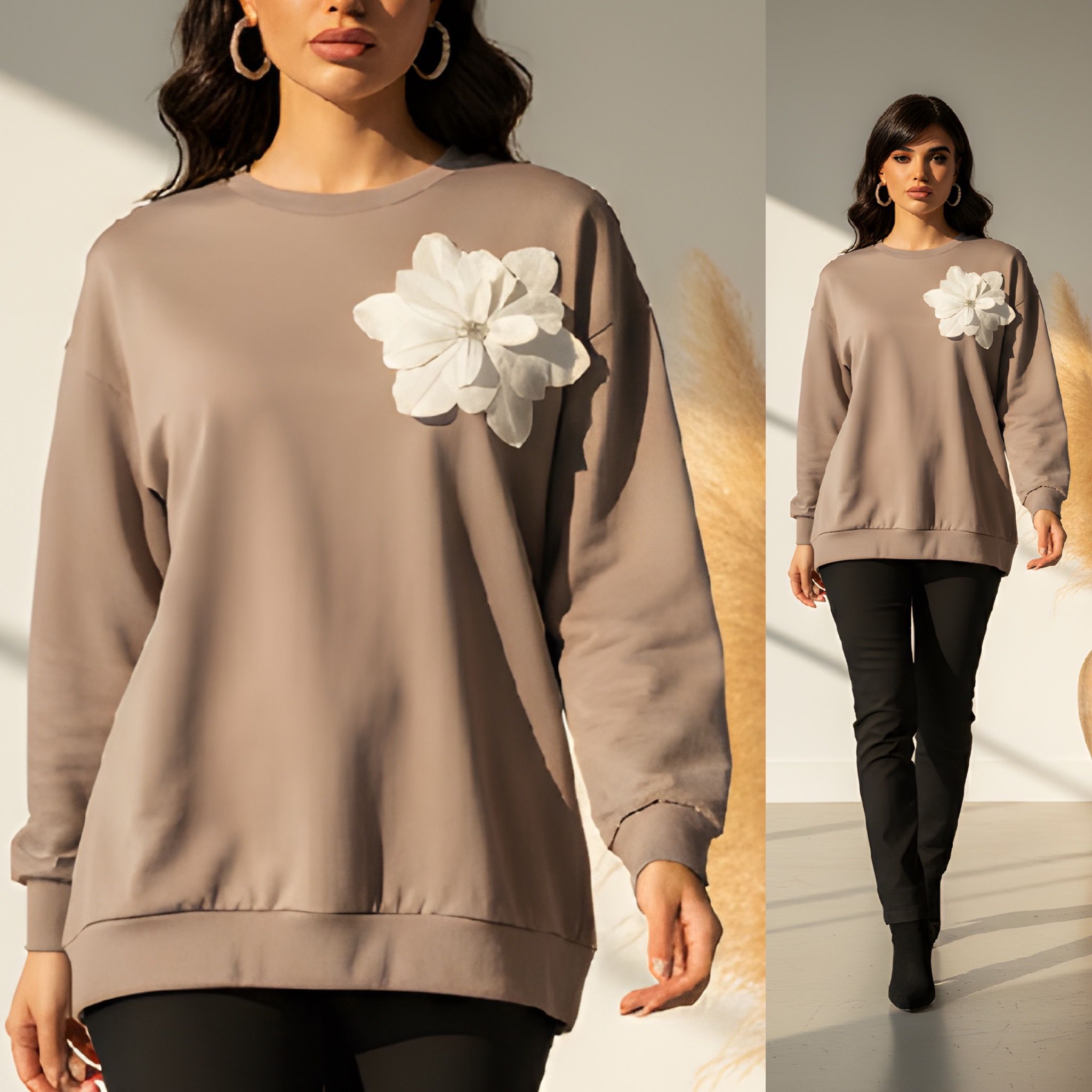 Bluza din tricot cu Aplicatie Florala 3D - Oana