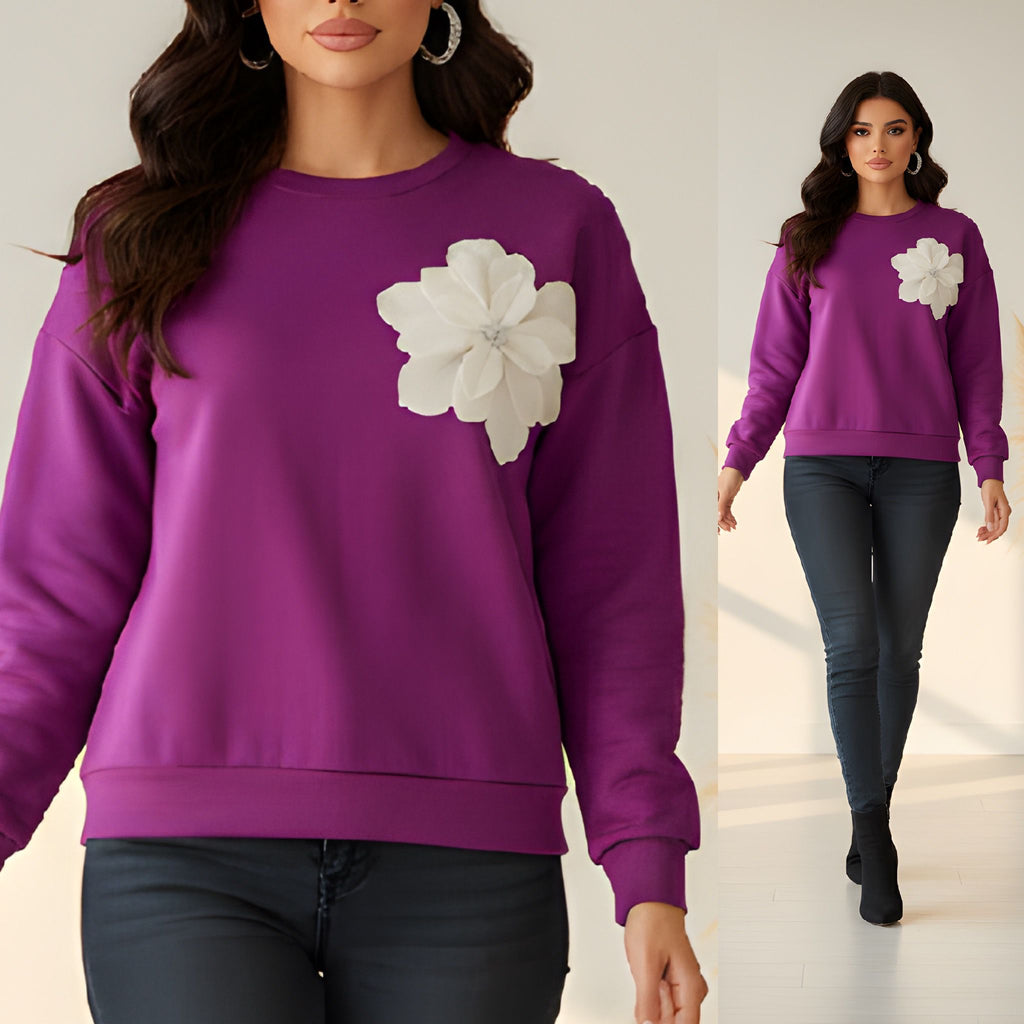 Bluza din tricot cu Aplicatie Florala 3D - Oana