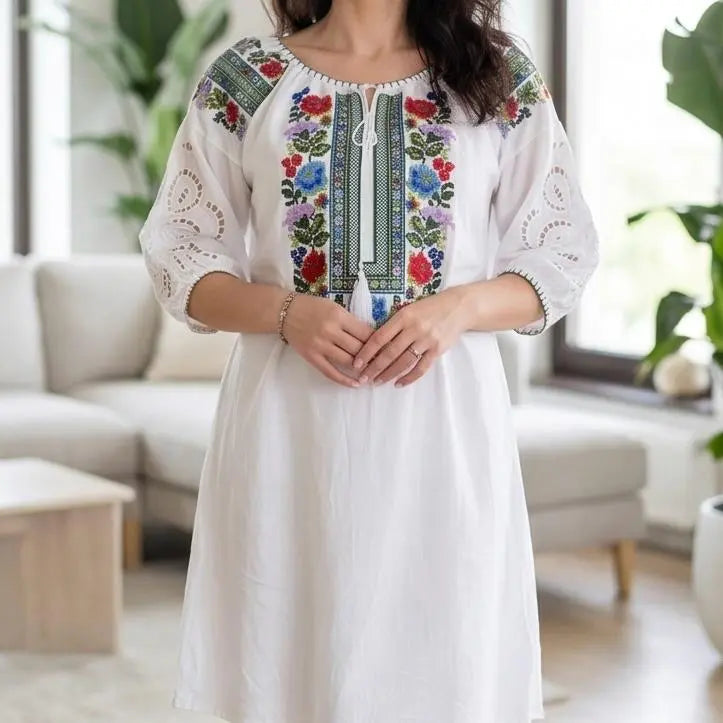 Rochie alba tip ie traditionala - Elena