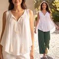 Bluza alba din panza topita cu dantela tesuta - Dana
