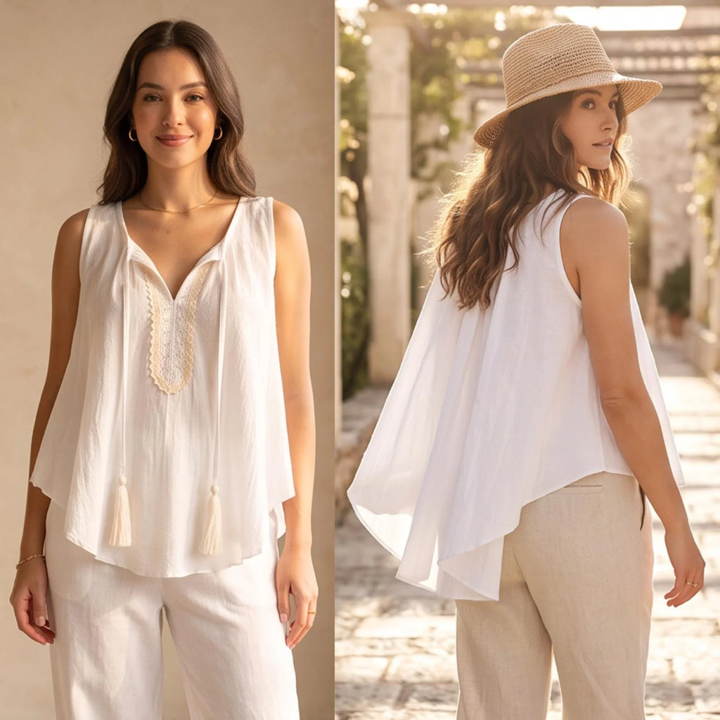 Bluza alba din panza topita cu dantela tesuta - Dana