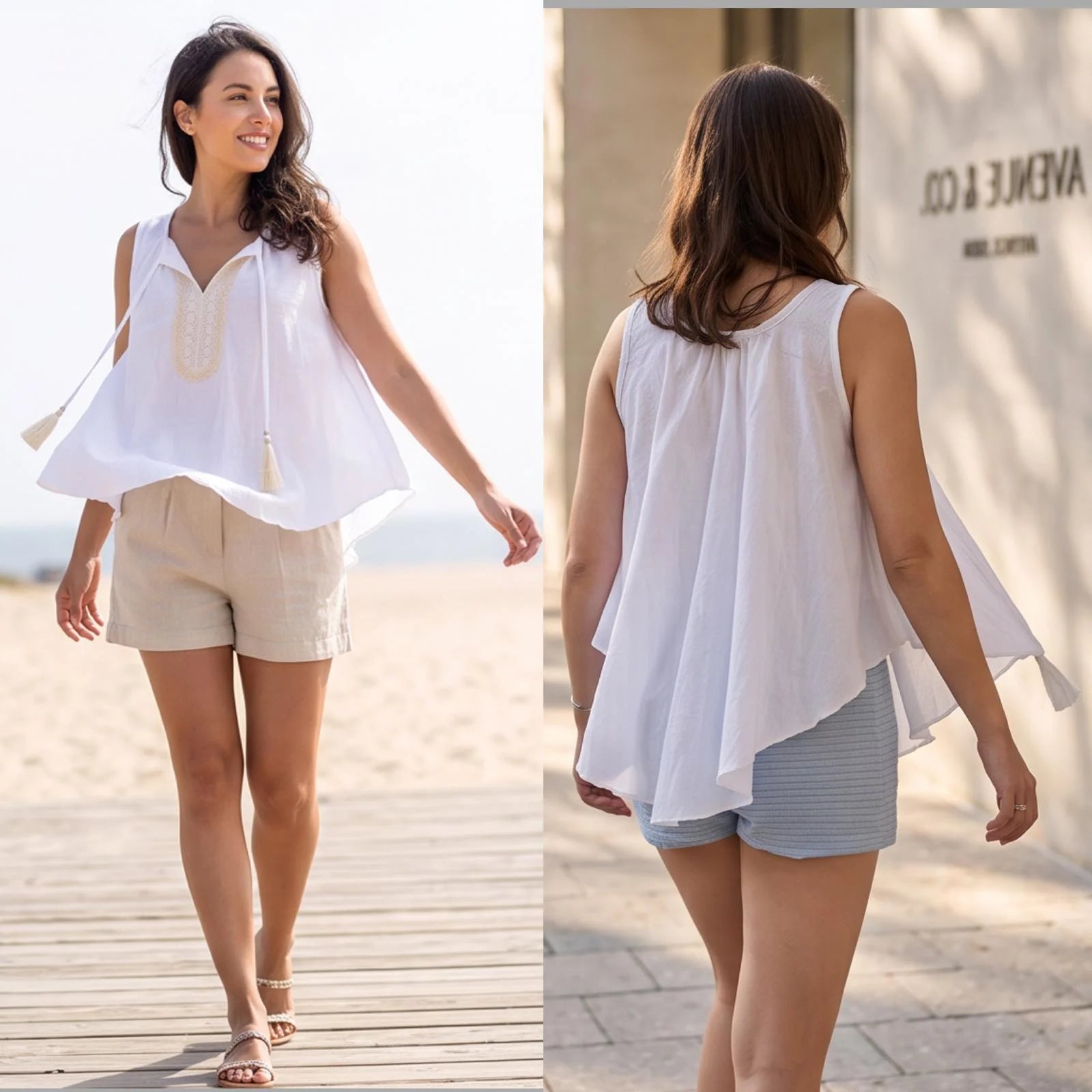 Bluza alba din panza topita cu dantela tesuta - Dana