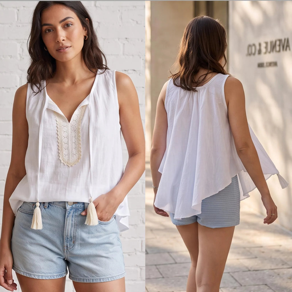 Bluza alba din panza topita cu dantela tesuta - Dana