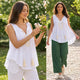 Bluza alba din panza topita cu dantela tesuta - Dana