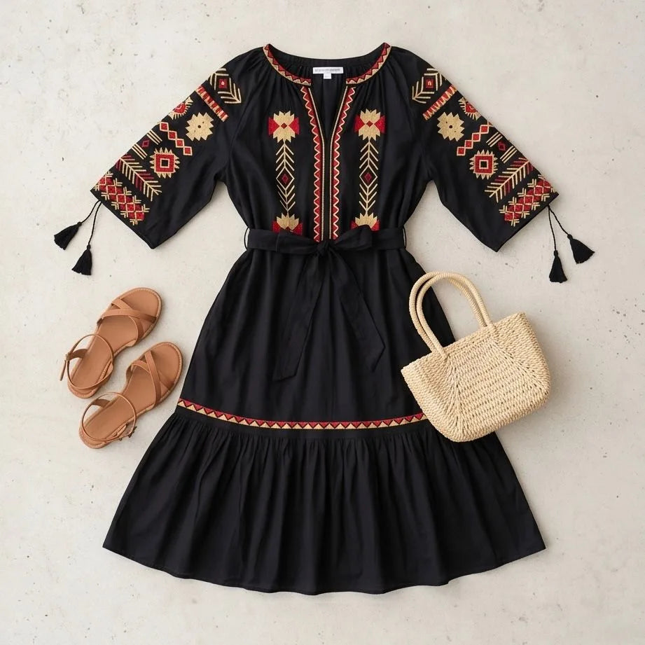 Rochie tip ie traditionala - Carmen negru