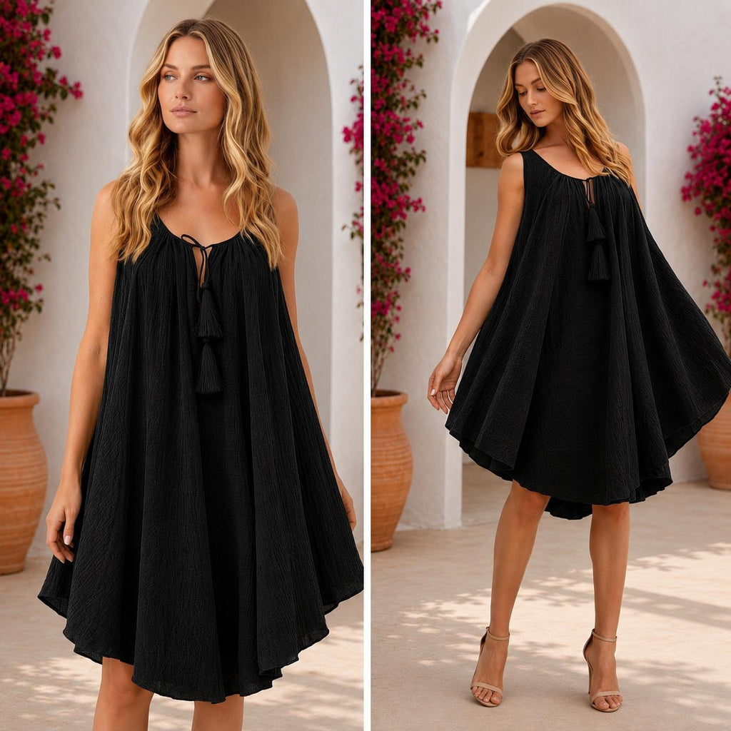 Rochie alba din panza topita cu croi evazat - Daria