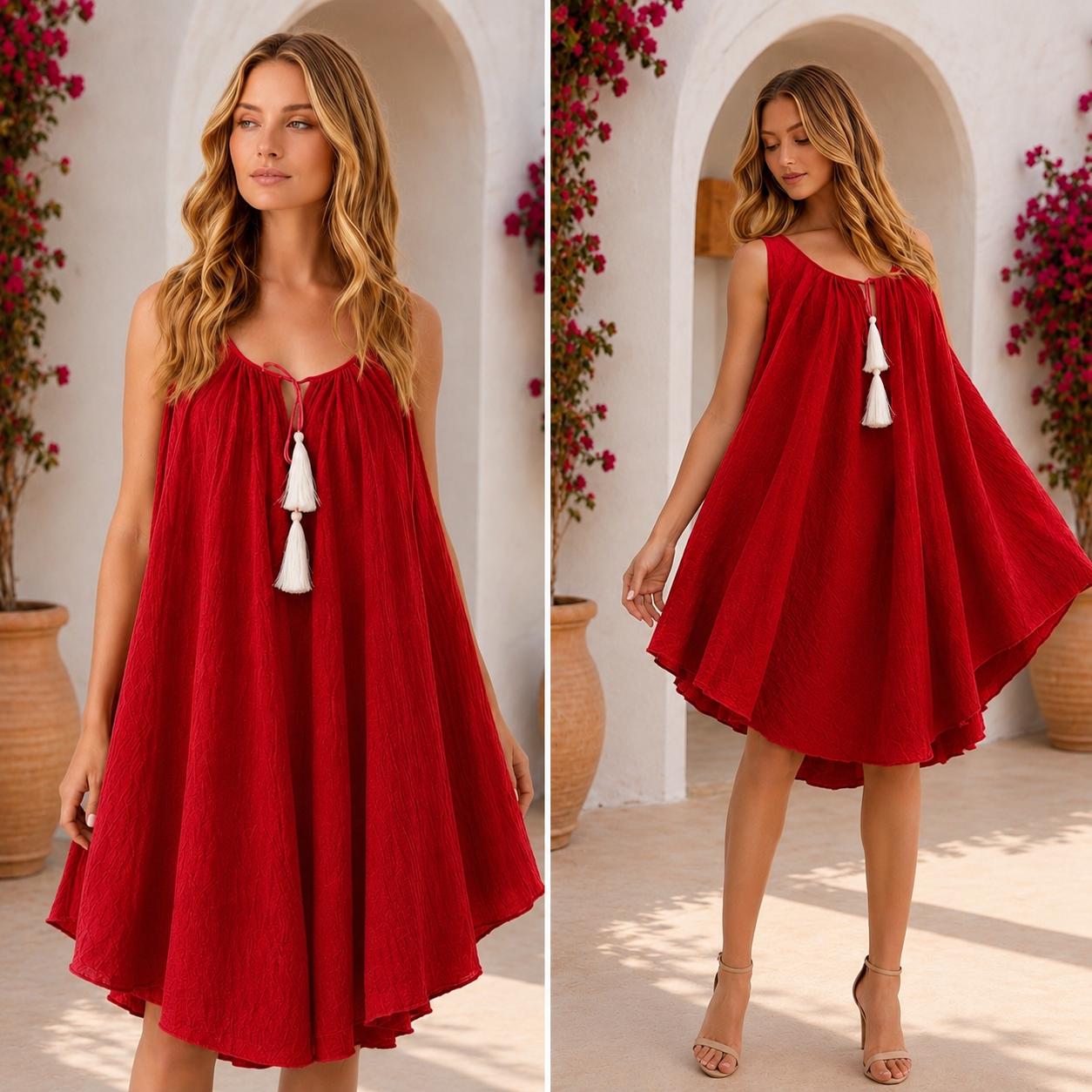 Rochie alba din panza topita cu croi evazat - Daria