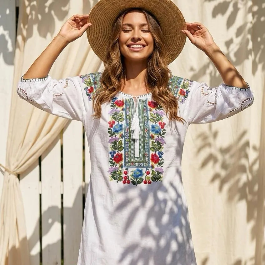 Rochie alba tip ie traditionala - Elena