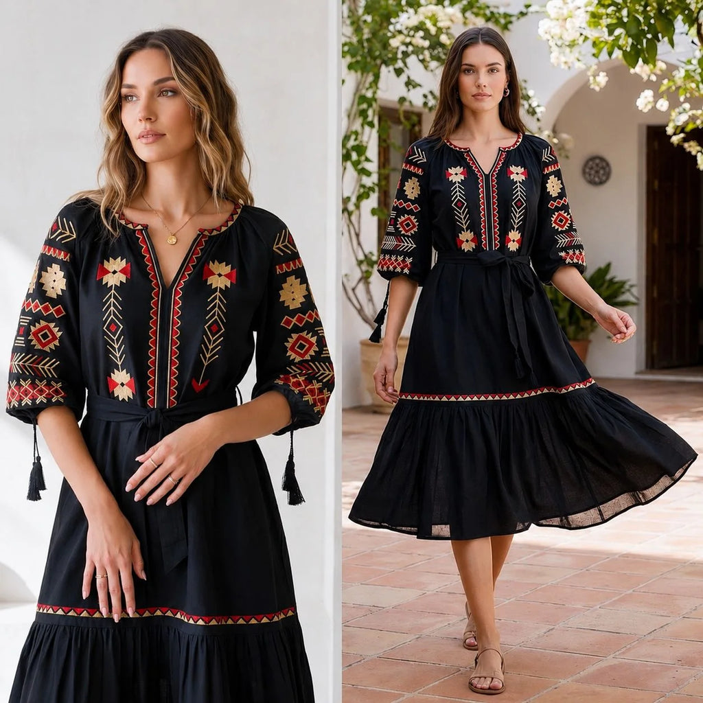 Rochie tip ie traditionala - Carmen negru