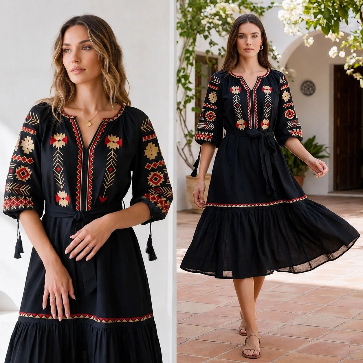 Rochie tip ie traditionala - Carmen negru