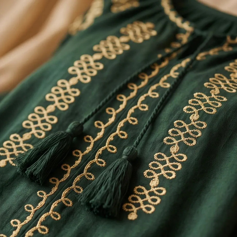 Rochie tip ie traditionala - Olivia verde 02