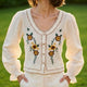 Bluza tip ie crem cu broderie florala - Larisa