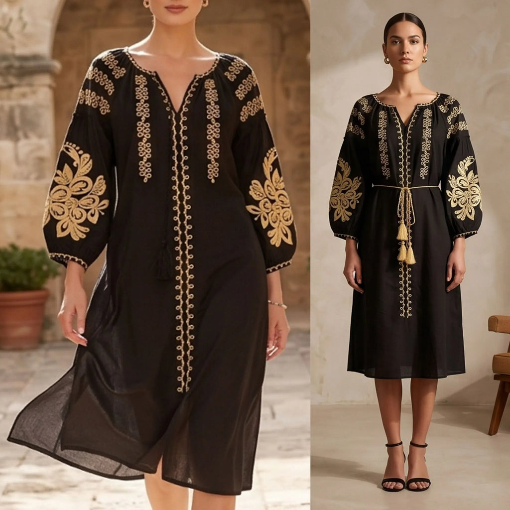 Rochie tip ie traditionala - Olivia negru 01