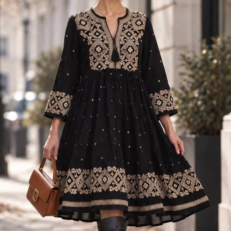 Rochie Traditionala tip ie brodata - Adina negru 03