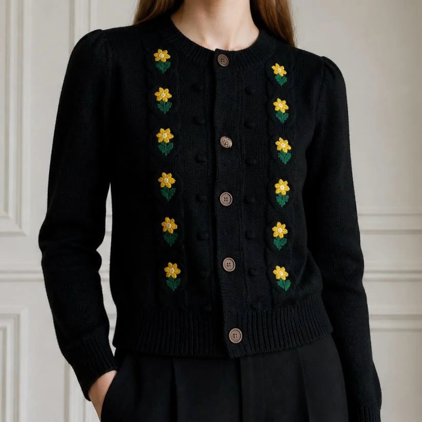 Cardigan negru brodat - Carmen 02