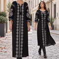 Rochie lunga tip ie traditionala - Nora negru 01