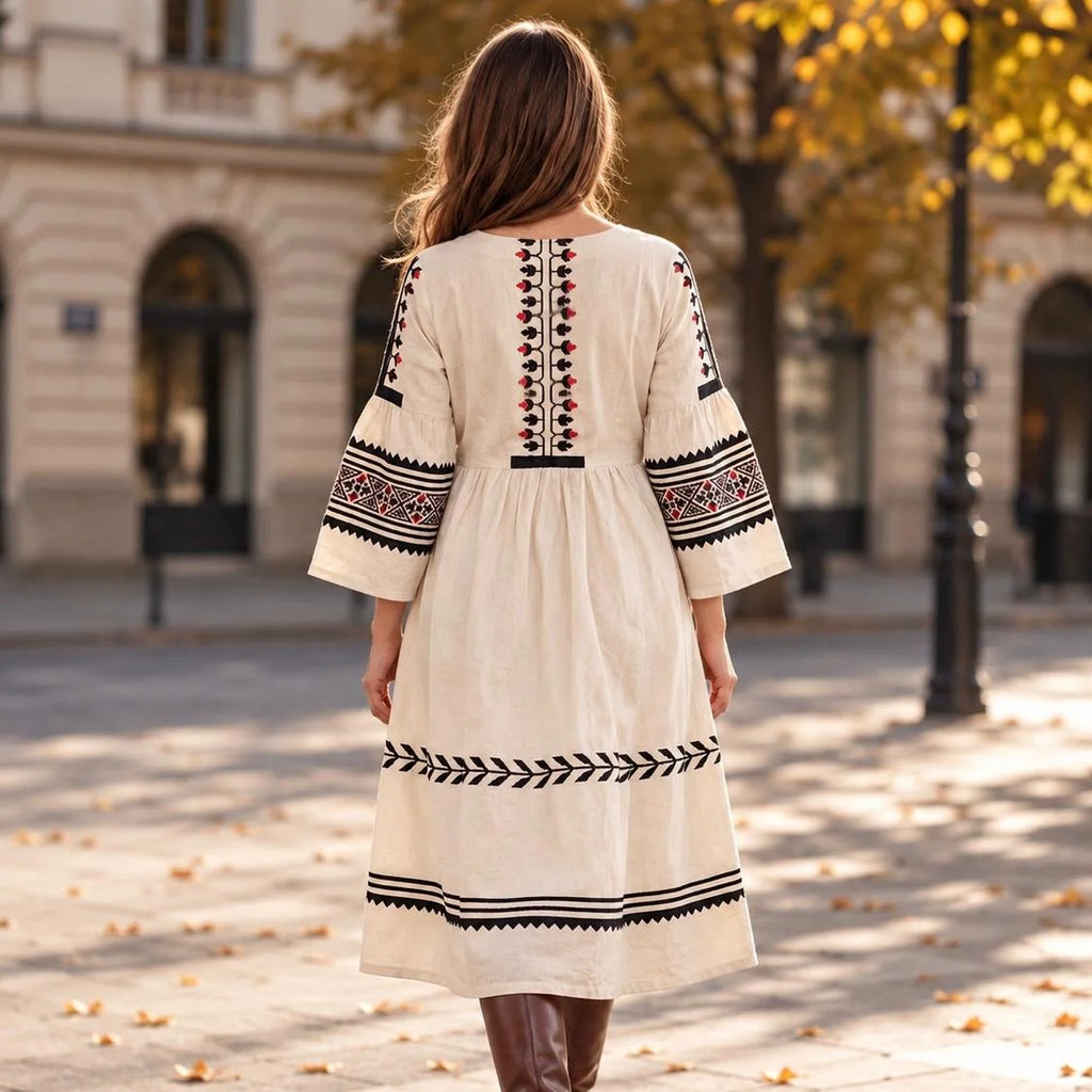 Rochie Nationala crem tip IE Traditionala - Valeria