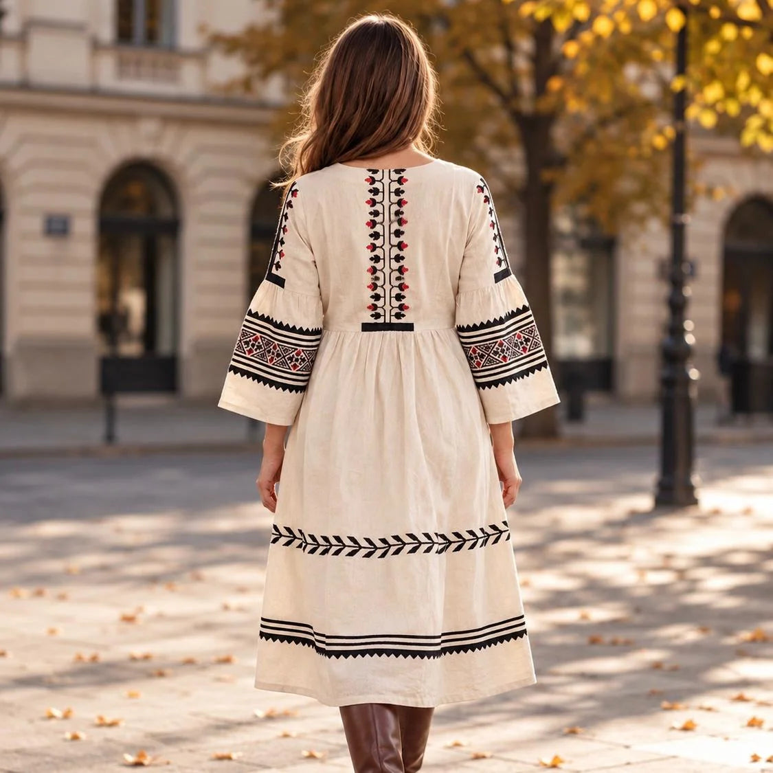 Rochie Nationala crem tip IE Traditionala - Valeria