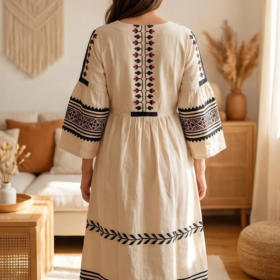 Rochie Nationala crem tip IE Traditionala - Valeria