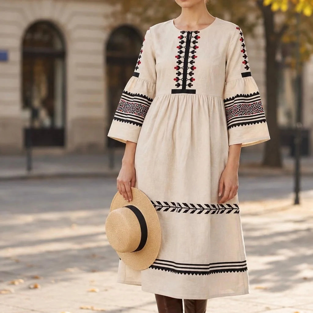 Rochie Nationala crem tip IE Traditionala - Valeria