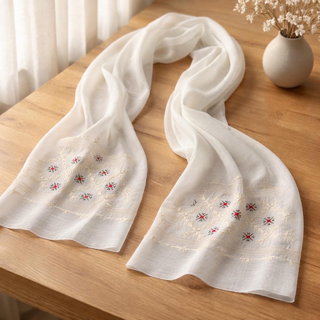 Marama Traditionala cu broderie geometrica - Aura 01