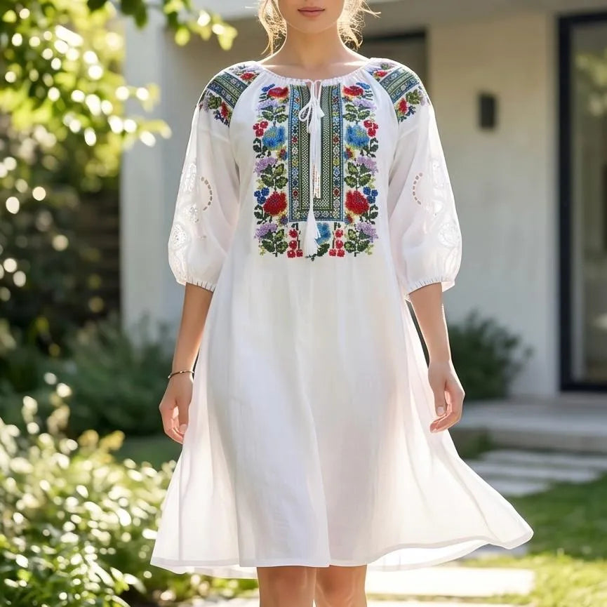 Rochie alba tip ie traditionala - Elena