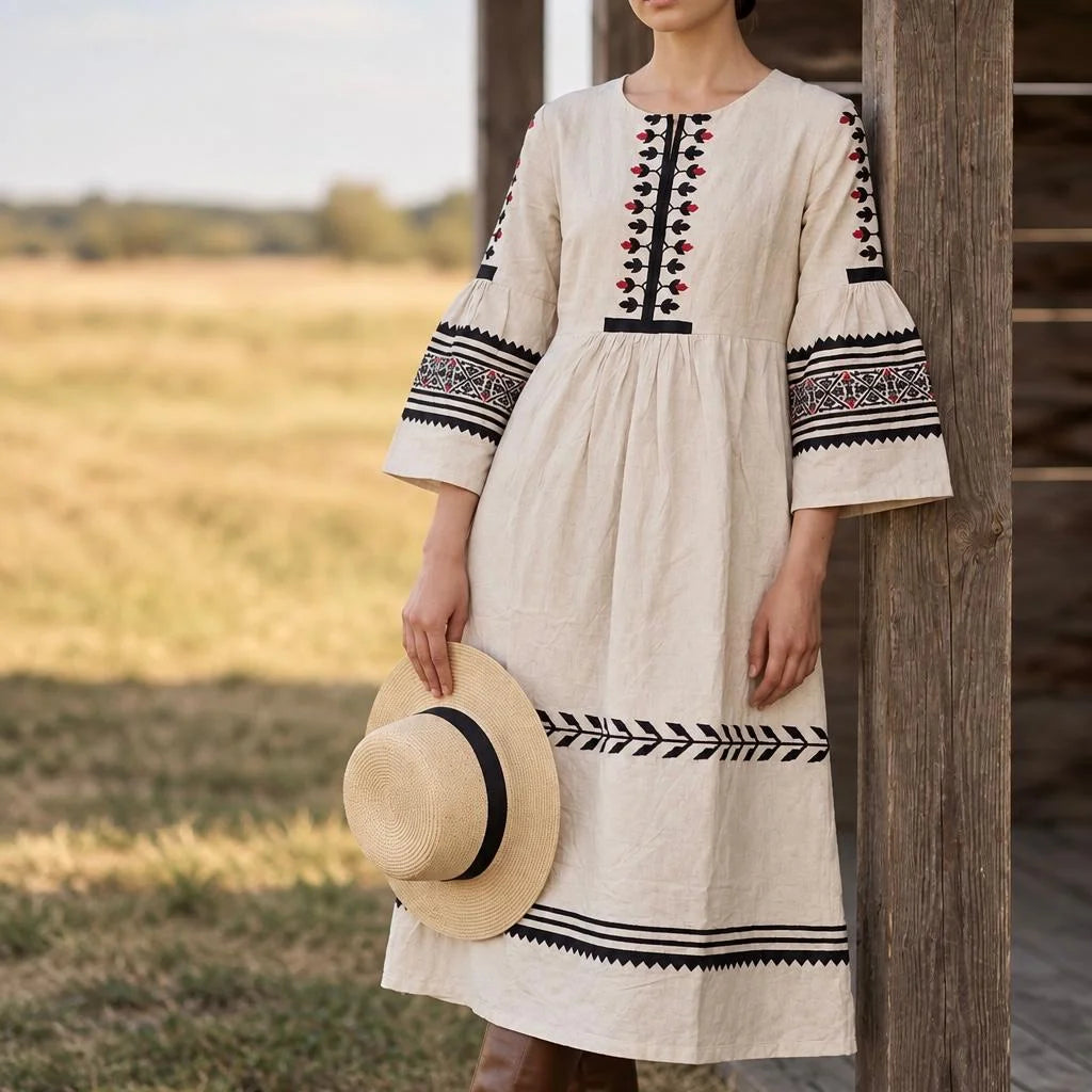 Rochie Nationala crem tip IE Traditionala - Valeria