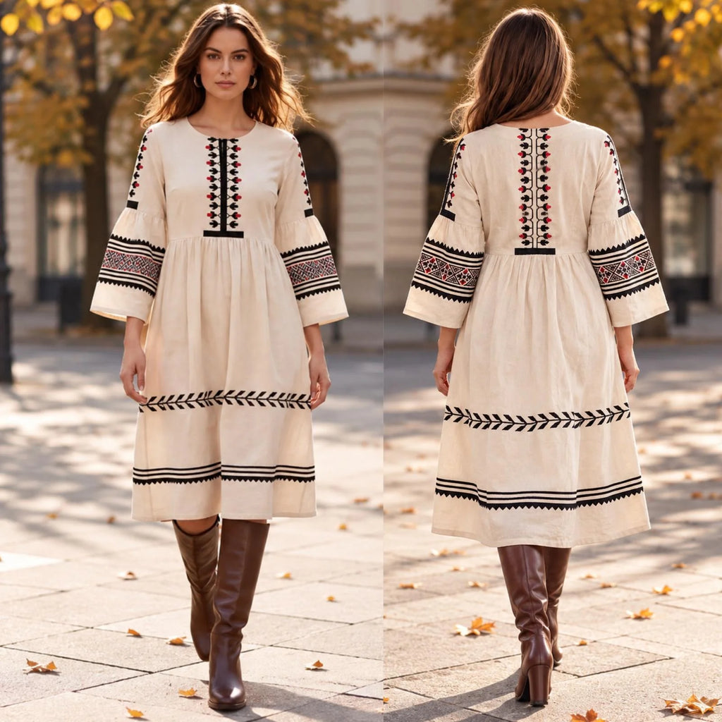 Rochie Nationala crem tip IE Traditionala - Valeria