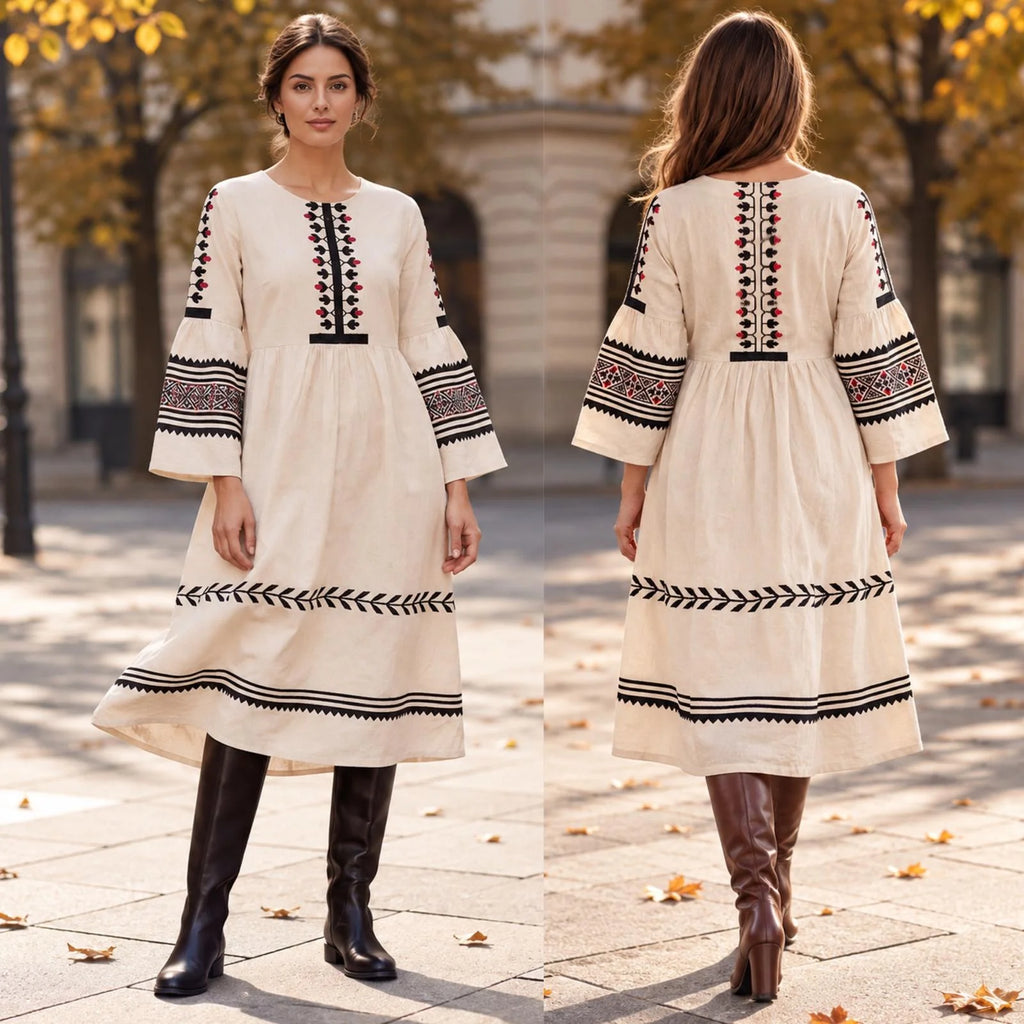 Rochie Nationala crem tip IE Traditionala - Valeria