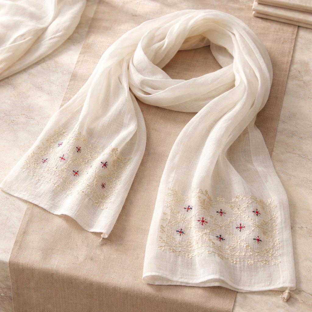 Marama Traditionala cu broderie geometrica - Aura 01