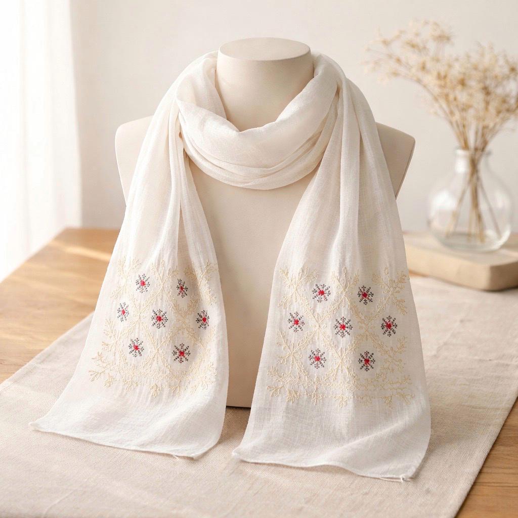 Marama Traditionala cu broderie geometrica - Aura 01