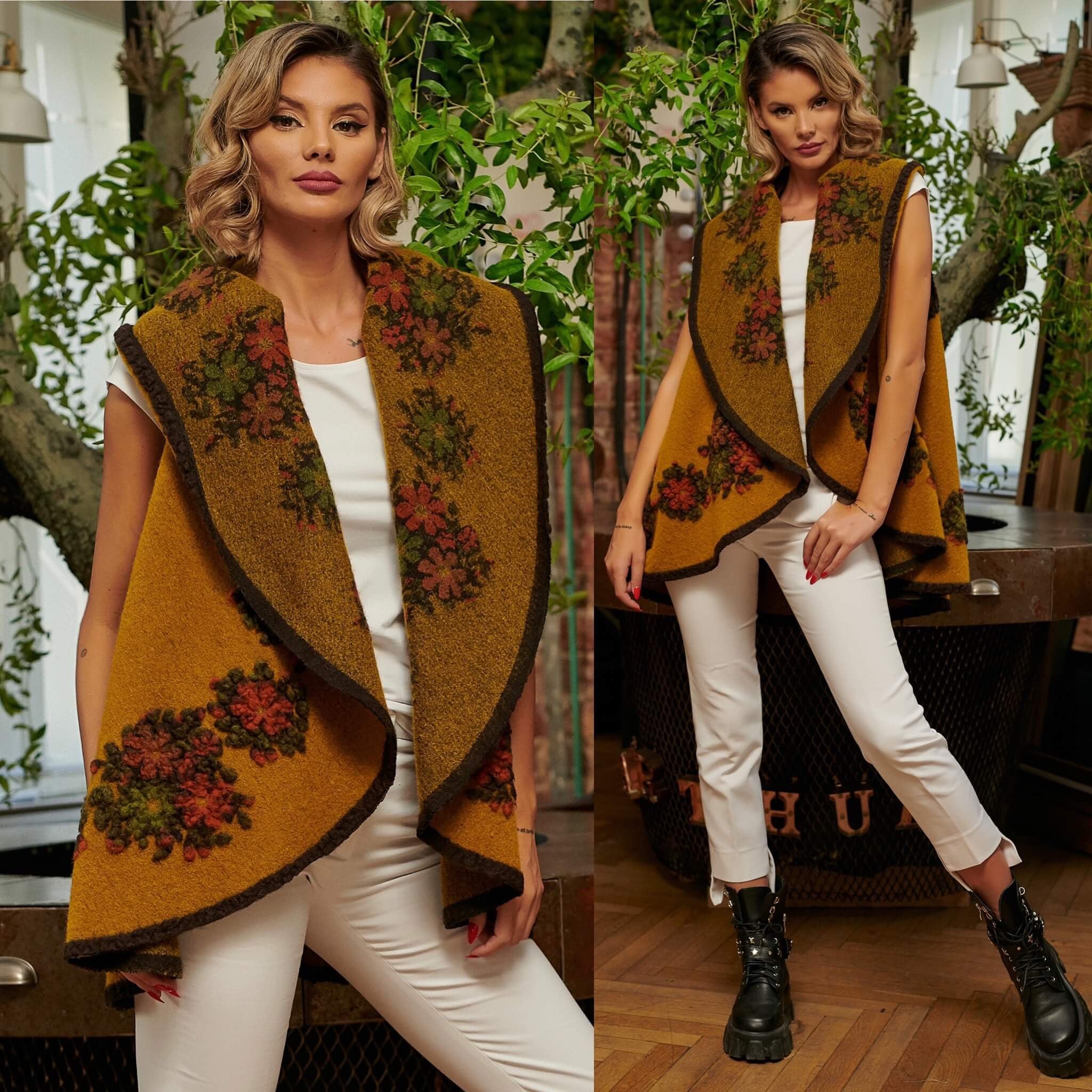 Vesta din lana galbena