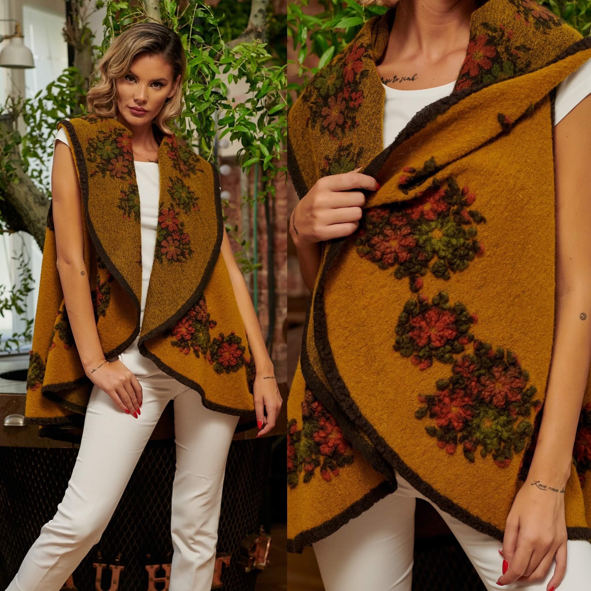 Vesta din lana galbena