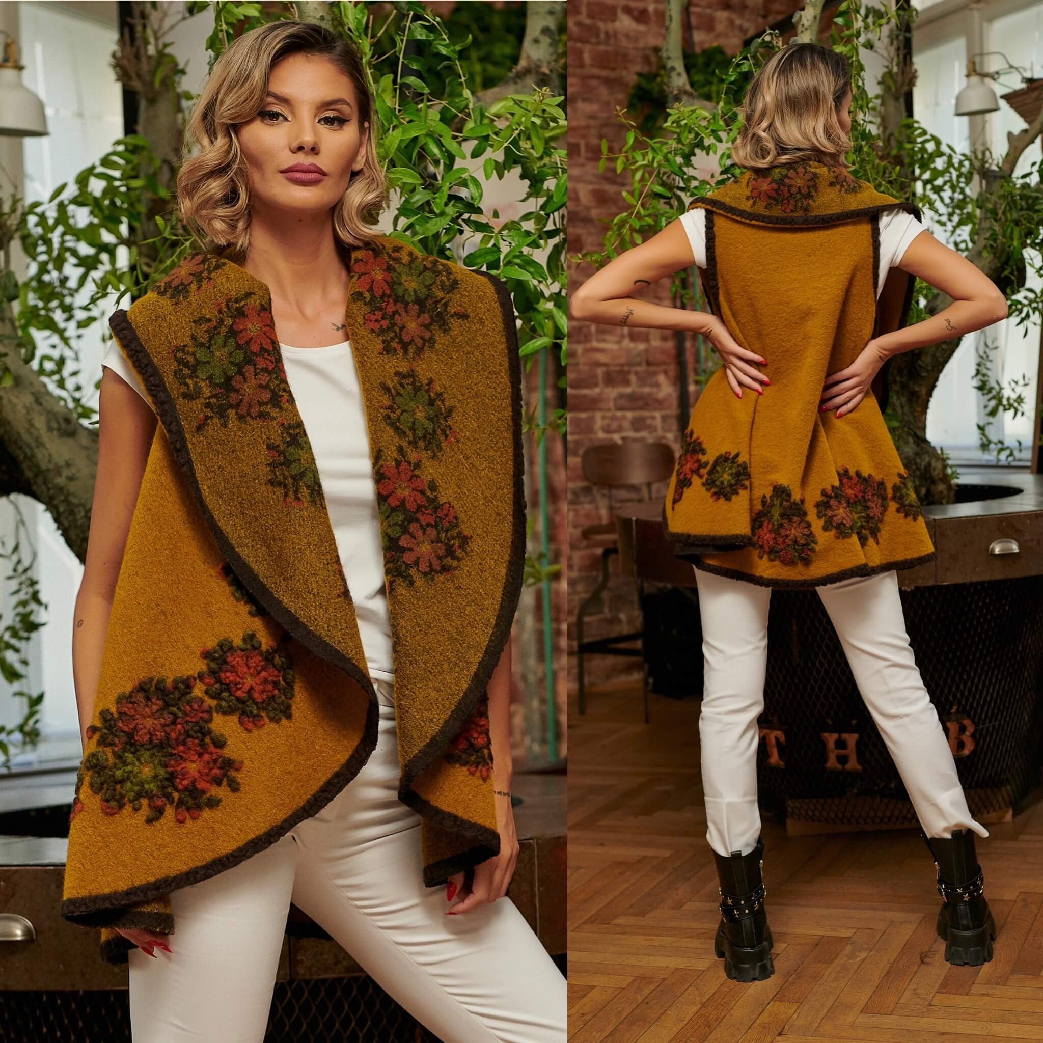 Vesta din lana galbena