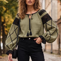 IE Nationala stilizata, moderna din panza de bumbac - Maria kaki 04