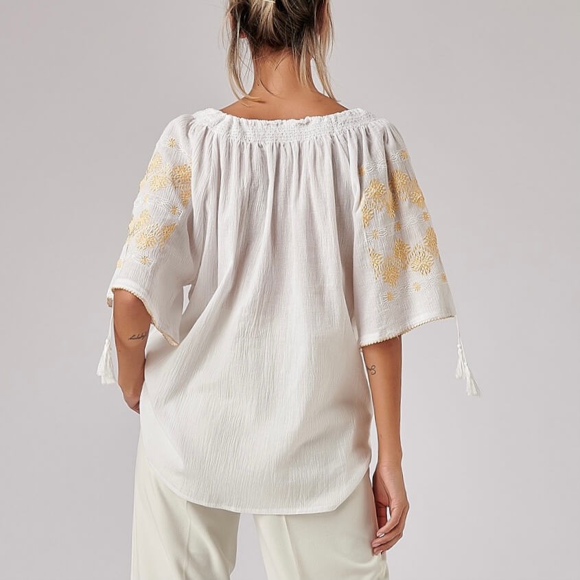 IE Traditionala cusuta cu matase - Bianca auriu 03