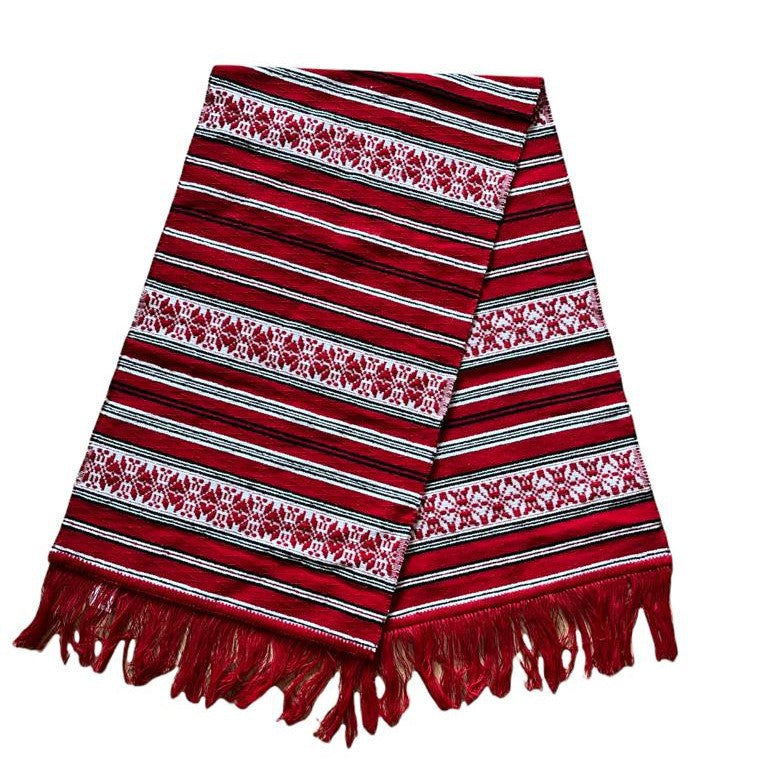 Prosop / Stergar Traditional rosu cu franjuri - mare 01