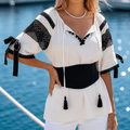 SET - IE Nationala ivory din in natural si brau negru - Valeria 03