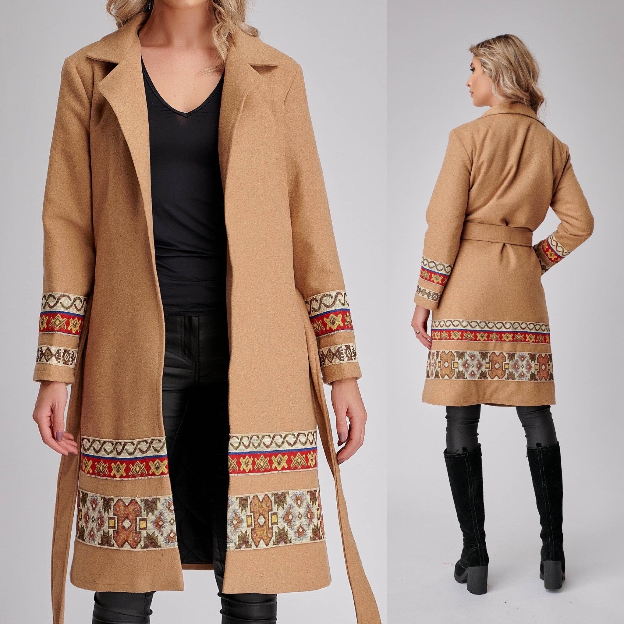 Palton National maro cu model traditional tesut - Iulia