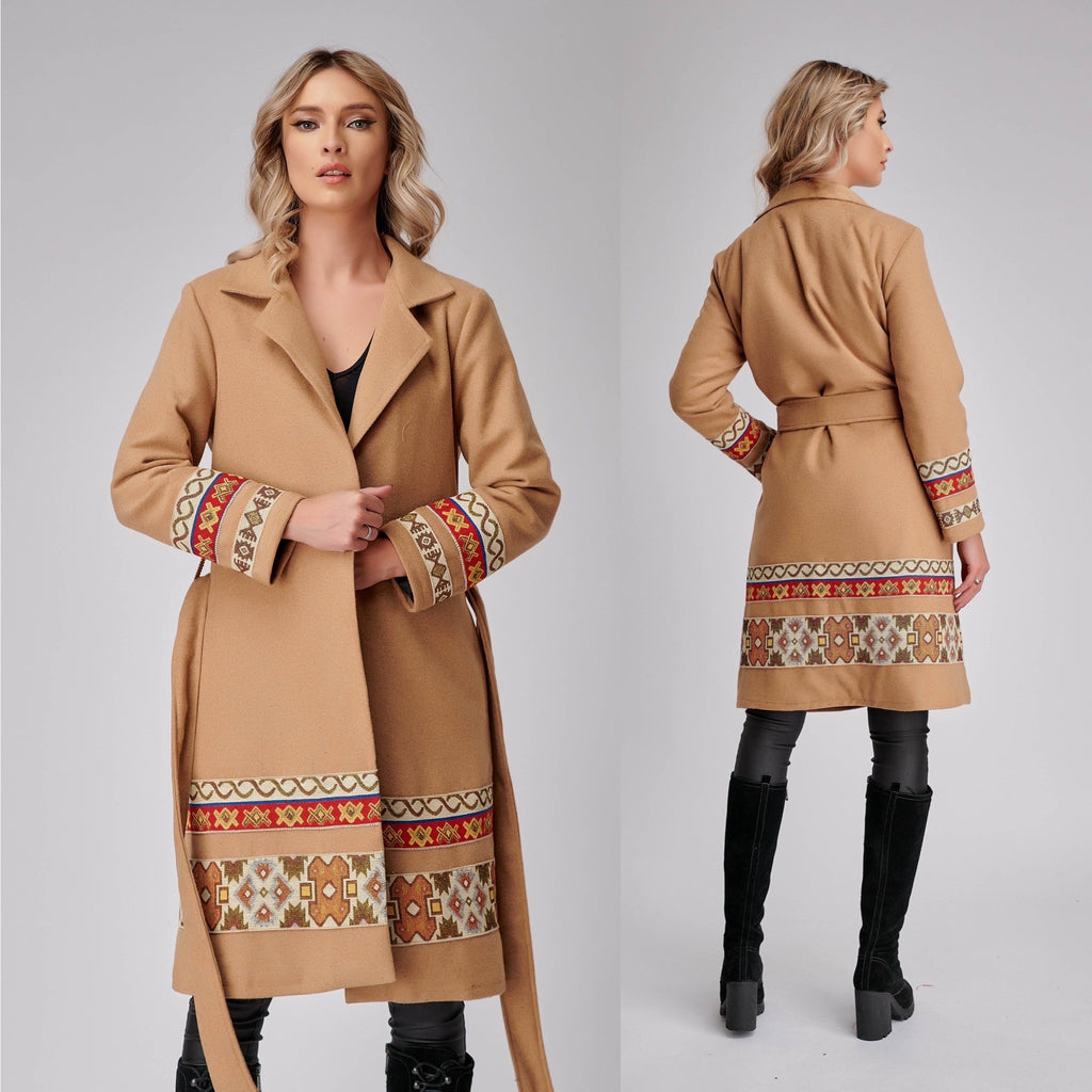 Palton National maro cu model traditional tesut - Iulia