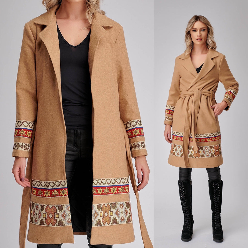 Palton National maro cu model traditional tesut - Iulia