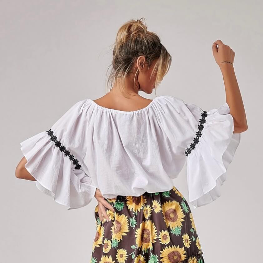 Bluza stilizata din panza topita - alb 06